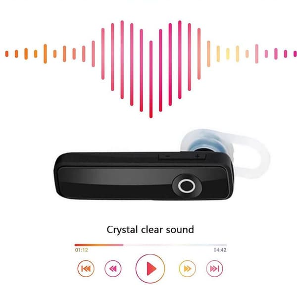 Bluetooth-headset, trådløst headset til håndfri mobilopkald i sort