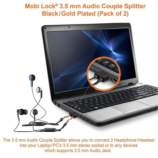 3,5 mm hovedtelefon Y-splitter (2 stk.) | 1 han til 2 hun