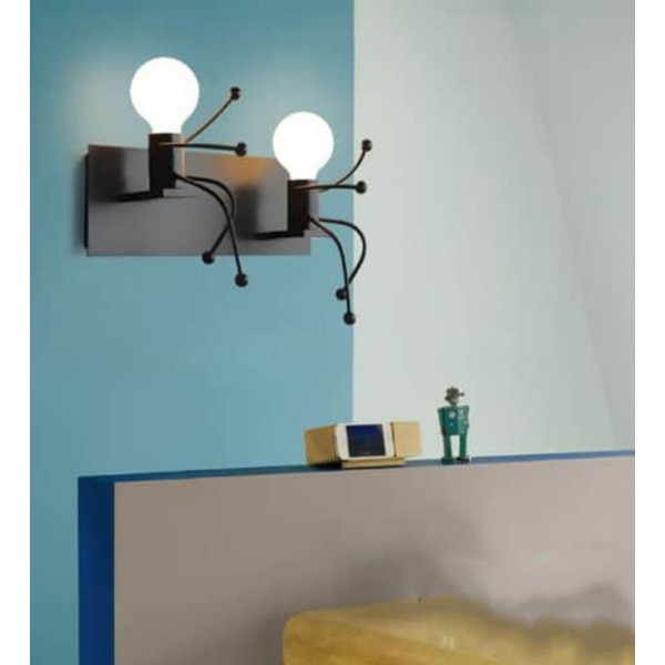 Kreativ vägglampa inomhus retro järnkonst Deco E27-bas för bar, sovrum, kök, restaurang, kafé, korridor, svart