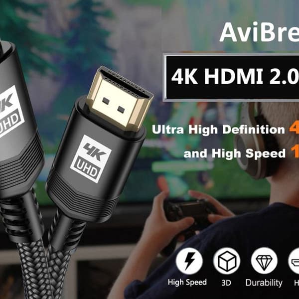 4K HDMI-kaapeli 15ft, Avibrex High Speed HDMI 2.0 -kaapeli