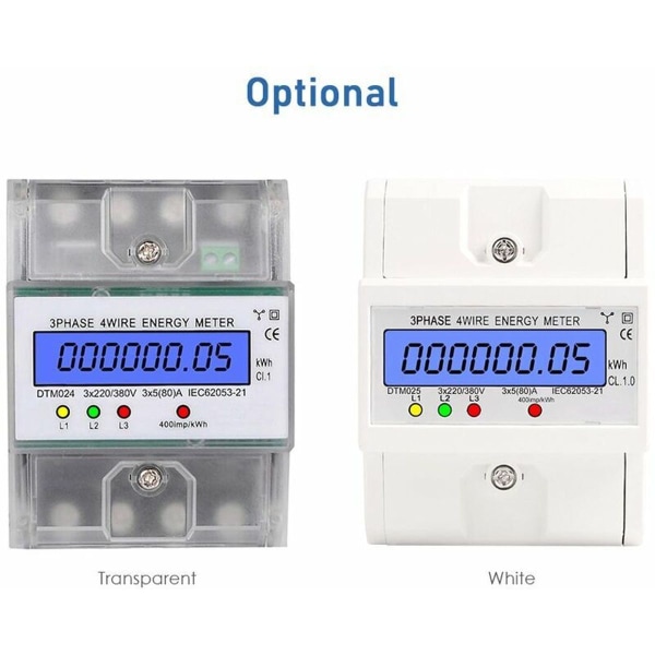 Trefaset 4-leder energimåler 220/380 V 5-80 A energiforbrugsmåler kWh-måler DIN-S