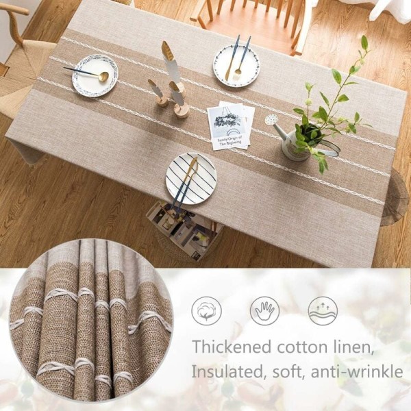 Modern linne-bomullsduk, rektangulär, för rektangulära bord, heminredning (100x160cm, kaffe) KLB
