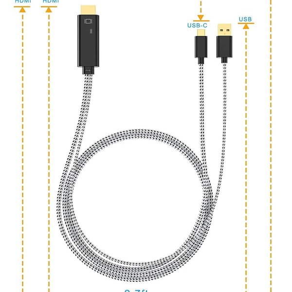 USB-C-HDMI-kaapeli USB-latauksella 1,8 m CableCreation