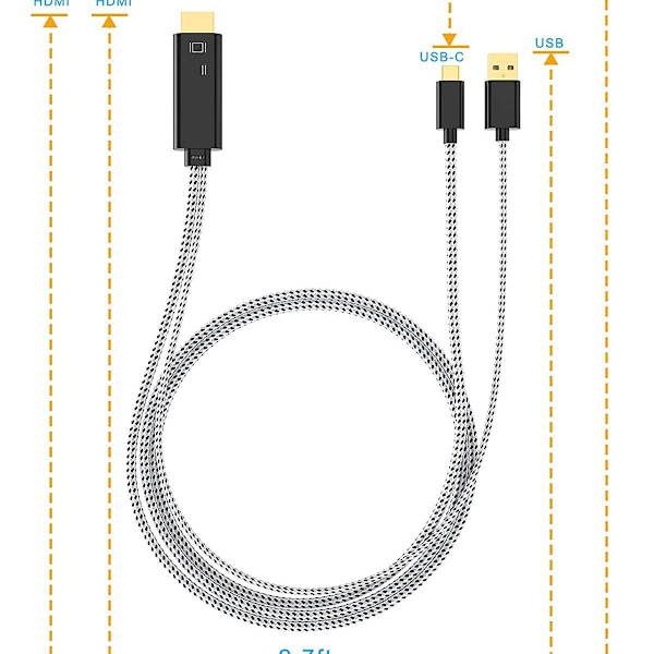 USB C til HDMI-kabel med USB-lading 1,8 m CableCreation