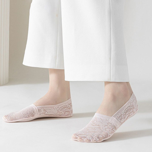 5 par båtstrumpor för kvinnor, tunna strumpor i rayon, casual rosa KLB