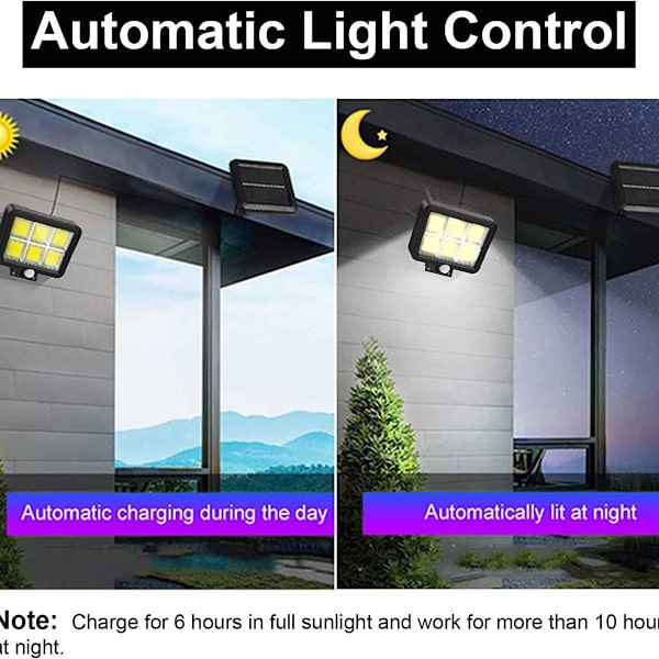 Kraftfull solcellslampa för utomhusbruk med rörelsesensor 120 LED vattentät