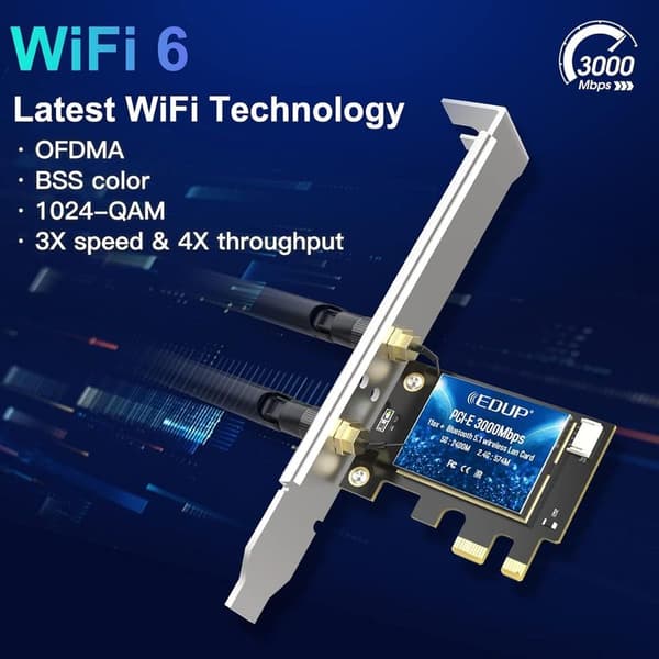 WiFi 6 -kortti Bluetooth 5.1 AX 3000 Mbit/s AX200 Dualband
