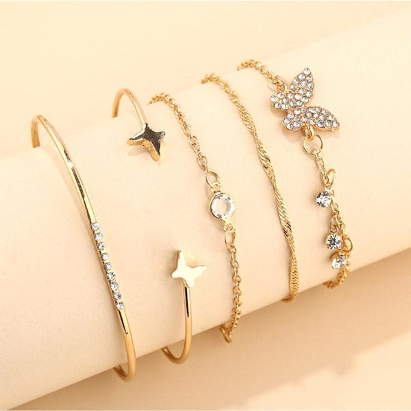 Boho gullkjede armbånd sett for kvinner jenter flerlags stabelbar åpen armbånd sett KLB