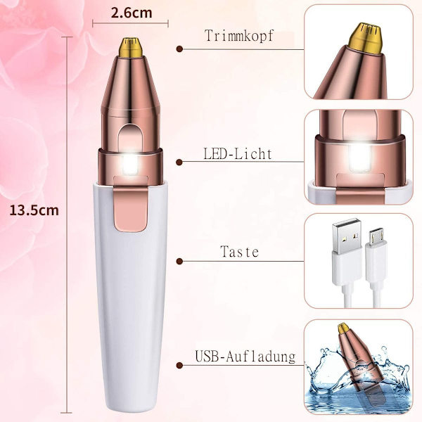 URAQT Kasvojen karvanpoisto naisille, 2 in 1 USB-sähkökulmakarva KLB