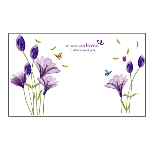 Lilla lilje romantisk blomst Avtakbar PVC transparent film veggklistremerke KLB