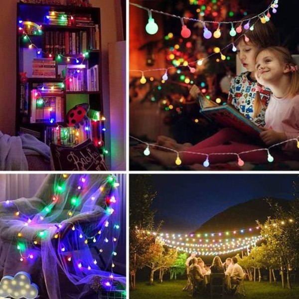 Utomhus ljusslingor färgglada glödlampor, 12M 100 LED, jul ljusslingor