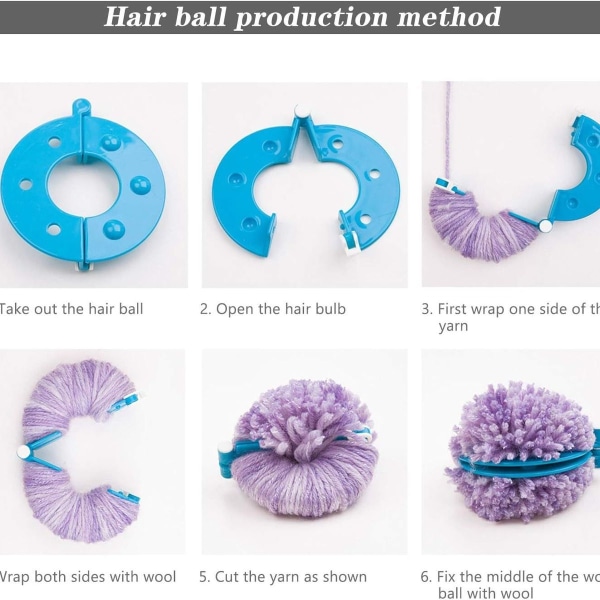 Paket med 8 Pompom Maker 4 Storlekar Bobble Maker för Hantverk Fluff Ball Weaver Kit