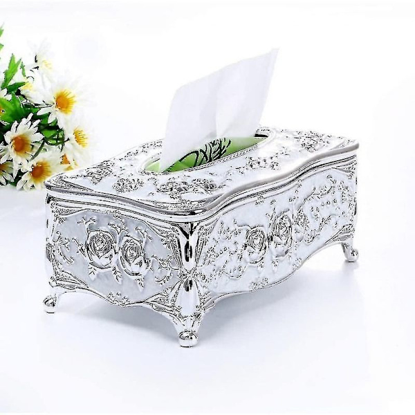 Plastfickbox med blommönster (Silver)
