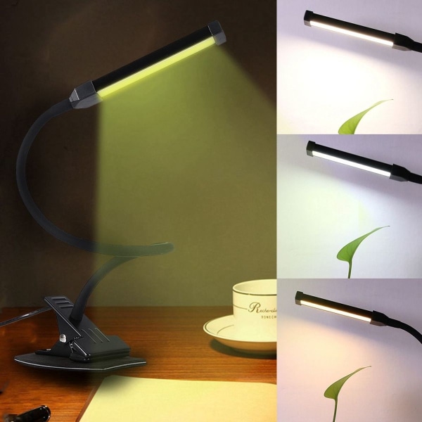 Moderne svart USB LED-skrivebordsnattlampe med klips KLB