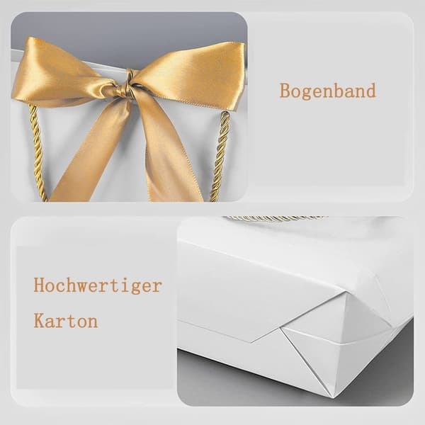 10-pack presentpåsar, presentpåsar i papper med rosett, elegant KLB