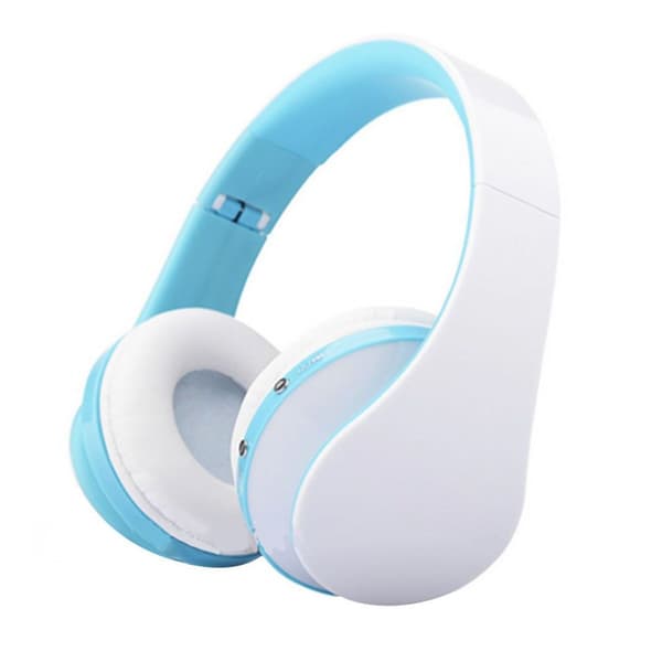 Bluetooth trådløse hovedtelefoner, over-ear headset med lyseblå