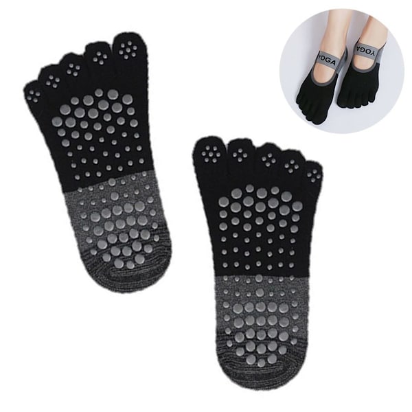 Kvinders Full Toe Grip Non Slip Ballet Yoga Pilates Sort KLB