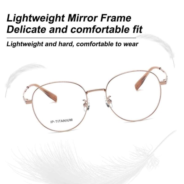 Retroglasögon, moderunda glasögon, metallbåge med klara glas, roséguld