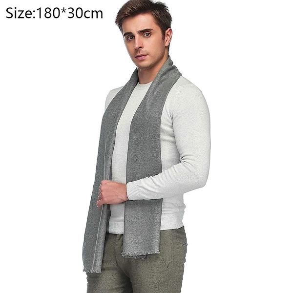 Klassisk varm herrvinterscarf, PoilTreeWing, mjuka fransar, mellangrå