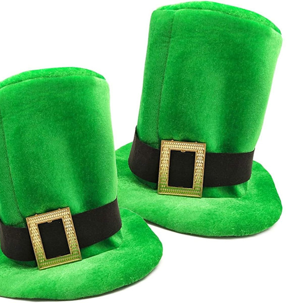 St. Patrick's Shamrock Top Hat Grön Flanell Top Hat för Män Kvinnor Lrish KLB