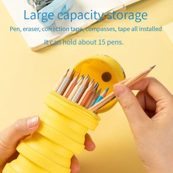 Cartoon Cute Yellow Multipurpose Retractable Pencil Case KLB