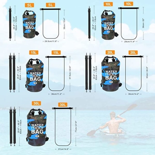 Vattentät pack sack torr ryggsäck strandväska torr väska 15L KLB