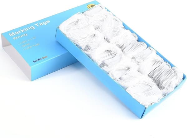 Hintamerkit narulla, valkoinen merkintä, ripustuskoukkuun