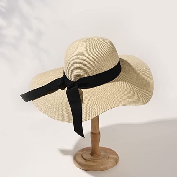 Sommer sammenleggbar strandhatt dame bredbremmet solhatt
