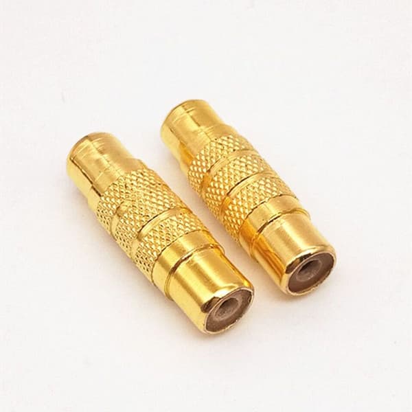 2 stycken RCA-hona till RCA guldpläterad ljud-/videoadapter eller koppling