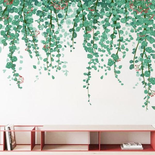 Väggdekaler med Eukalyptusvinblad i Grön, Avtagbar Vattenfärgskonst