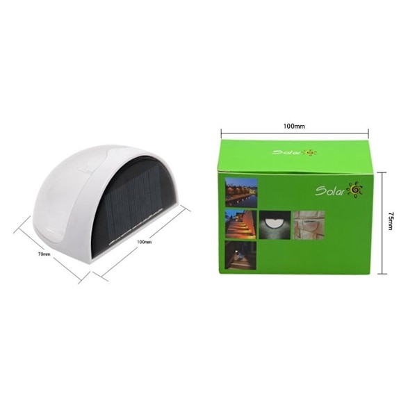 N760B 6 LED utomhus vattentät solcells semi cirkel ljusstyrd vägglampa (vit