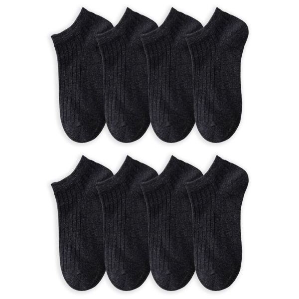 Men's No Show Socks 8 Pairs Invisible Cotton Socks Non Slip Black KLB