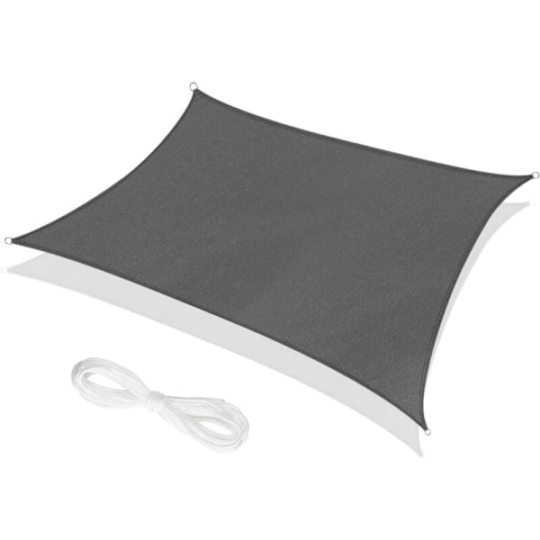 Rektangulär skuggskydd 3 x 4 meter i grått, vattentät canvas 95% UV-skydd, för utomhusbruk, trädgård och terrass, gräsmatta, däckpergola KLB