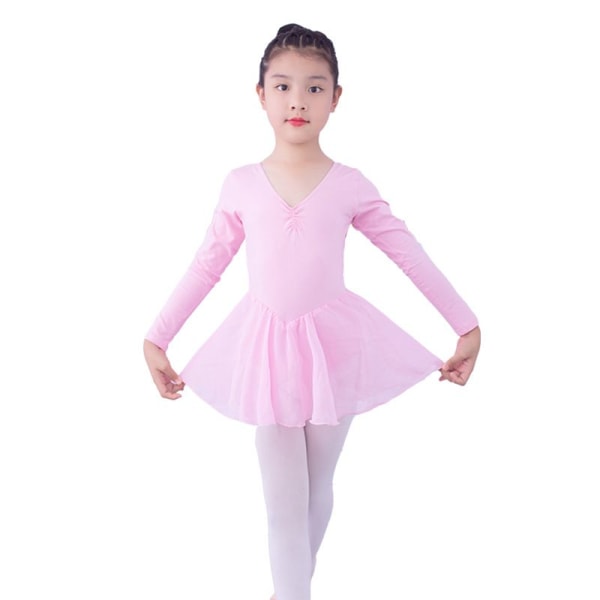 Flickor Balettklänning Barn Gymnastik Dans Leotard Kostym Danskläder med kjol