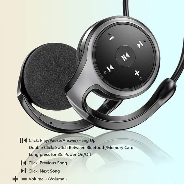 Trådløse sports Bluetooth-øretelefoner, foldbare, lette, sorte