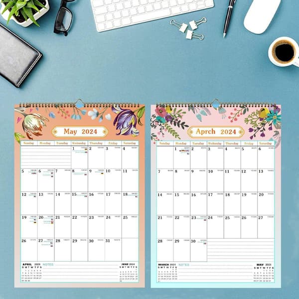Väggkalender A5 12\" x 16,9\", jan 2024. jun 2025, vertikal