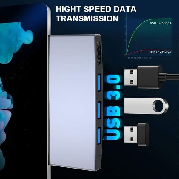 Dokkingstasjon med 4K HDMI-port, 3 USB-porter