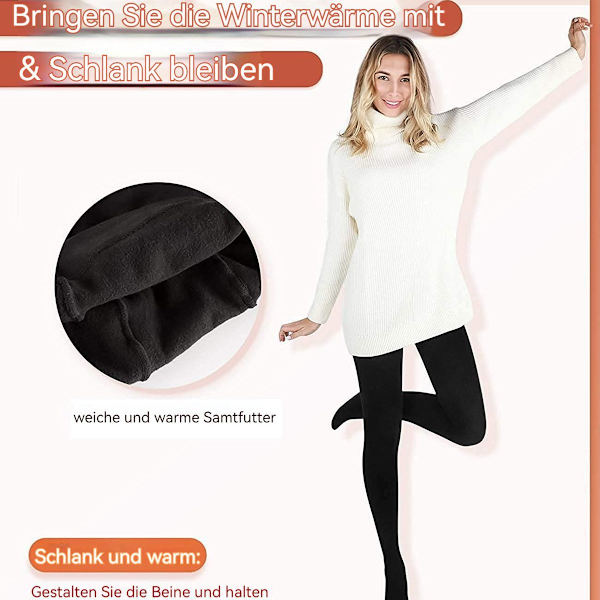Naisten lämpimät talvisukkahousut, läpinäkymätön musta nylon, KLB