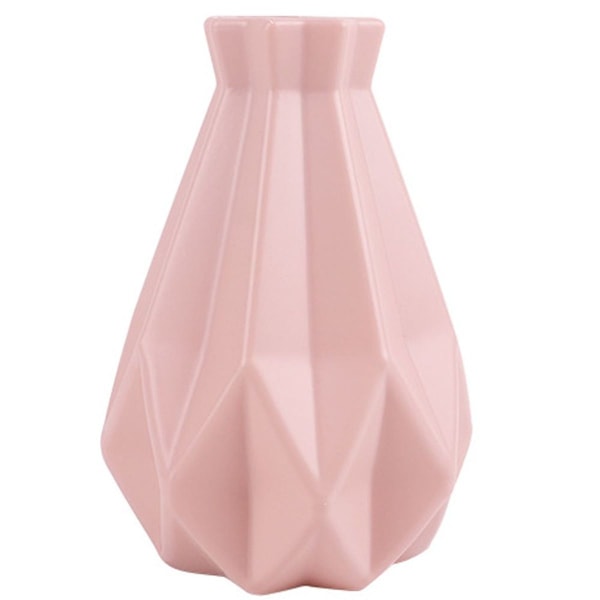 Geometrisk linje keramisk vase origami stil tørret blomst vase pink