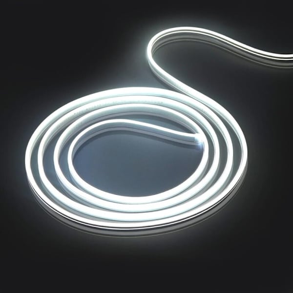 5m LED-band 12V flexibel neon LED-remsa kallt ljus vattentät Ip65 120 LED/M för inomhus/utomhus dekoration (ingår ej nätadapter) - Vit KLB