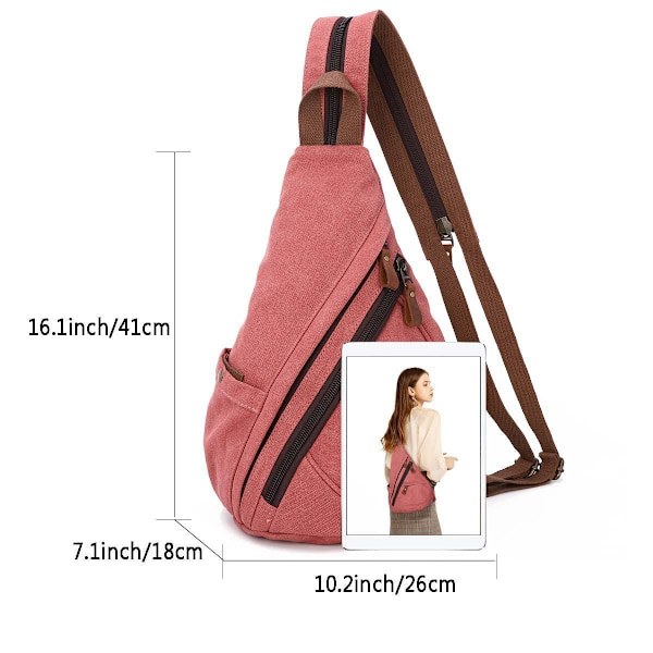 Brystlomme Crossbody Taske Lærred Sling Bag Skulder Rygsæk til Mænd og Kvinder