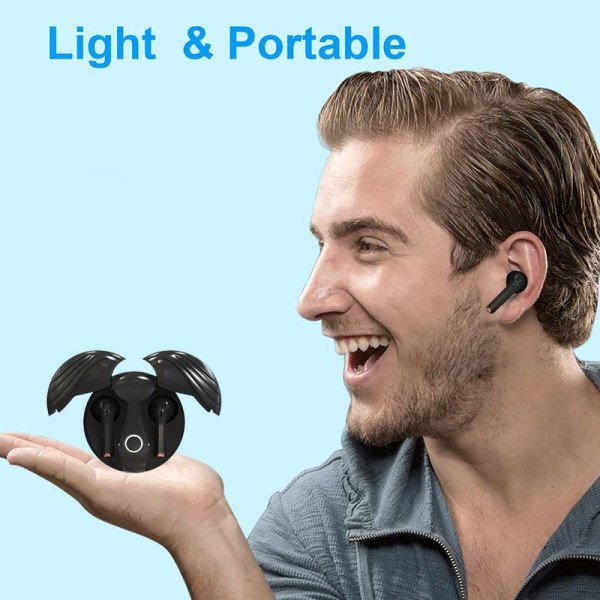 Langattomat kuulokkeet, Bluetooth 5.0 -kuulokkeet, case, musta