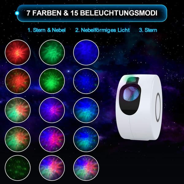 Stjernehimmelprojektor, LED-projektor stjernelys børnelys, stjerne KLB