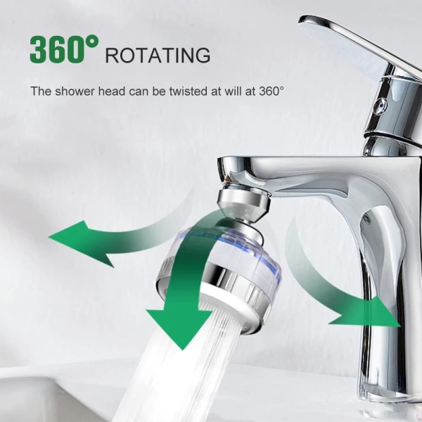 Kranvattenfilter, Universal Kalkfilter för Kran med 6 PP-Bomullsfilterelement, 360° Rotationsmunstycke -