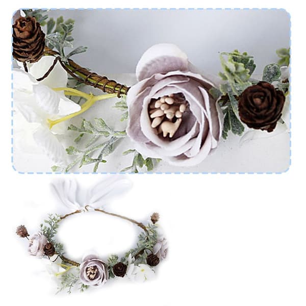 Boho Blomster Hodebånd Hårkrans Blomsterkrans Krone Halo Form3