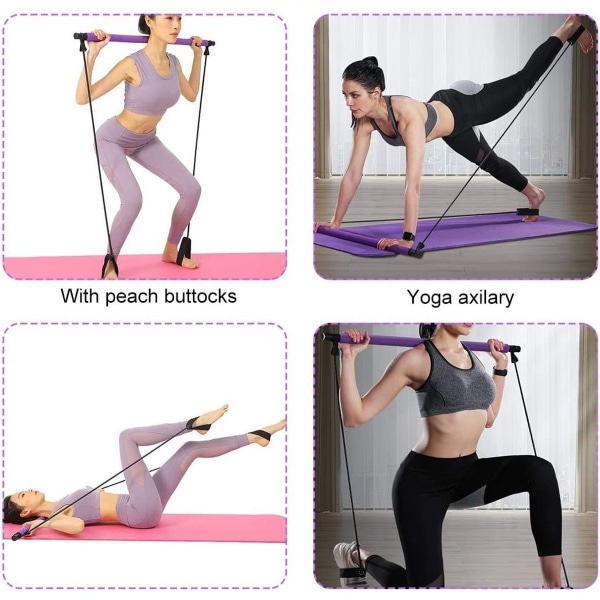 Pilates Bar, Pilates Bar Fitness Set med motståndsband, träningsutrustning KLB