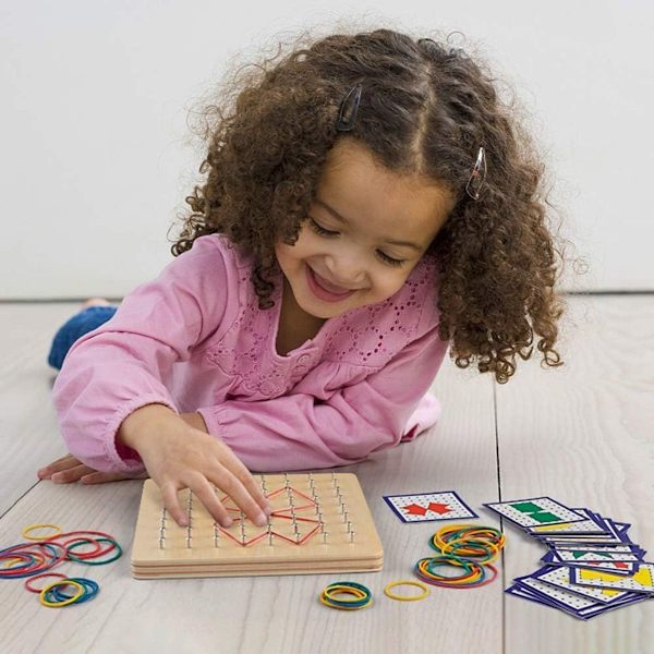 Puinen Geoboard-sarja Geometriataulu Montessori-puulelut lapsille, Inspire d KLB