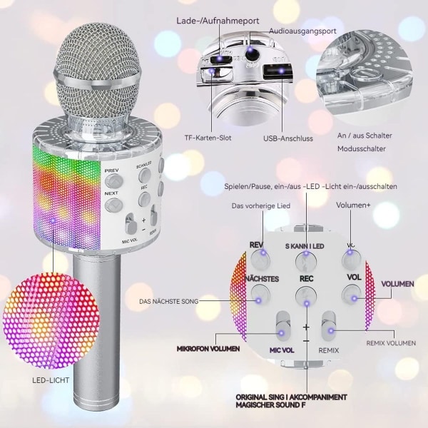 Ankuka Karaoke Mikrofon Barn, Pakke med 2 Trådløse Magiske Sing Bluetooth KLB