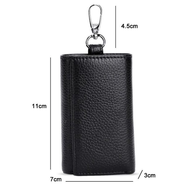 TP-9090K Multifunktionell Tri-Fold Lädernyckelplånbok (Svart)