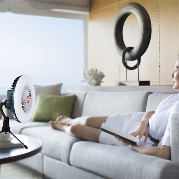USB genopladelig ventilatorlys live multifunktion telt campinglys, stil: ventilator